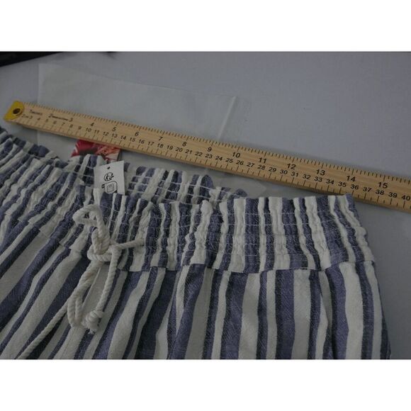 Roxy Women's Oceanside Striped Drawstring Pockets Linen Pants XL - Picture 5 of 12